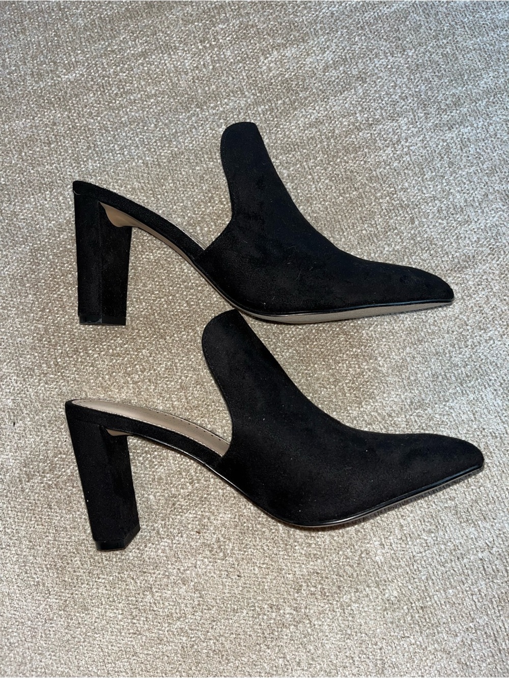Adrienne Vittadini Black Suede Pointed Slip-On Mules - Picture 3 of 5